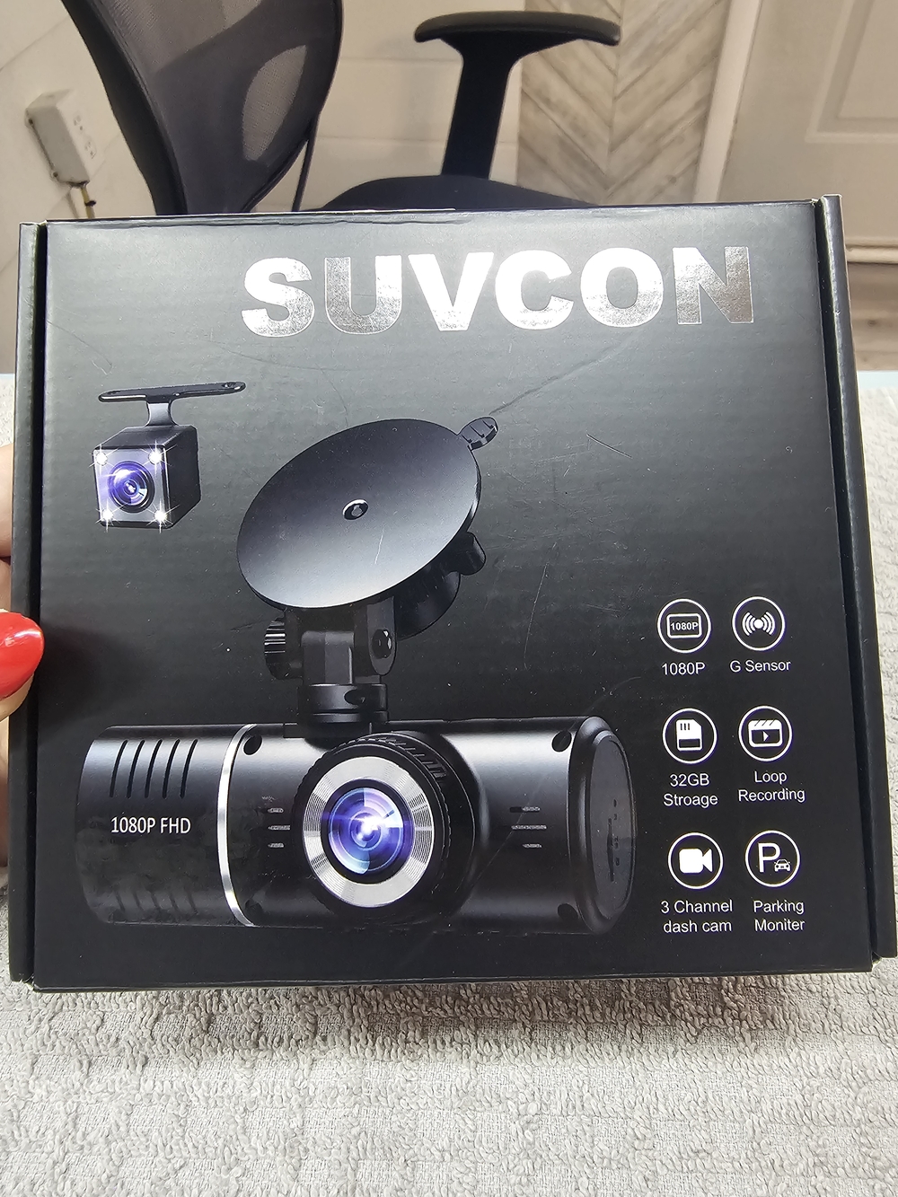 1080P FHD Black Dash Cam - 3 Channel Car Camera with Parking Monitor